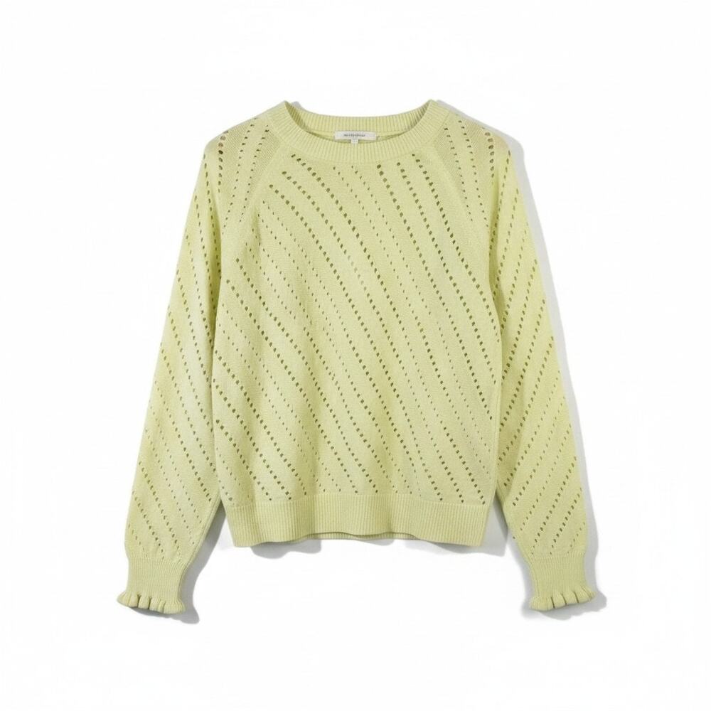 NWT See by Chloe Open Knit Cotton Alpaca Wool Sweater XL Quiet Luxury Pointelle